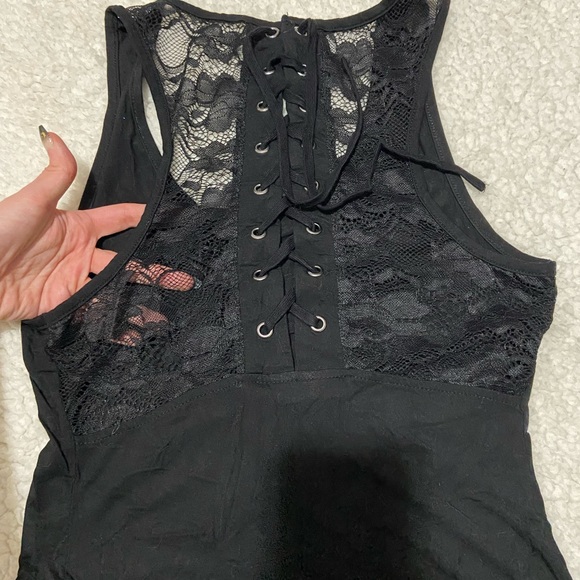 Killstar New Age Lace Back Tank Tshirt Dress Asymmetrical Tunic - Picture 3 of 7